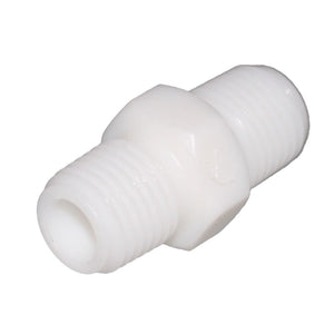 Hex Pipe Nipple 1/4" MNPT Polypro White
