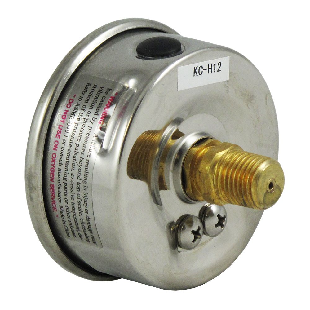 Water Pressure Gauge 300 PSI, 1/4" MPT, 2.5" Plastic Dial, Center Mount, SS Case
