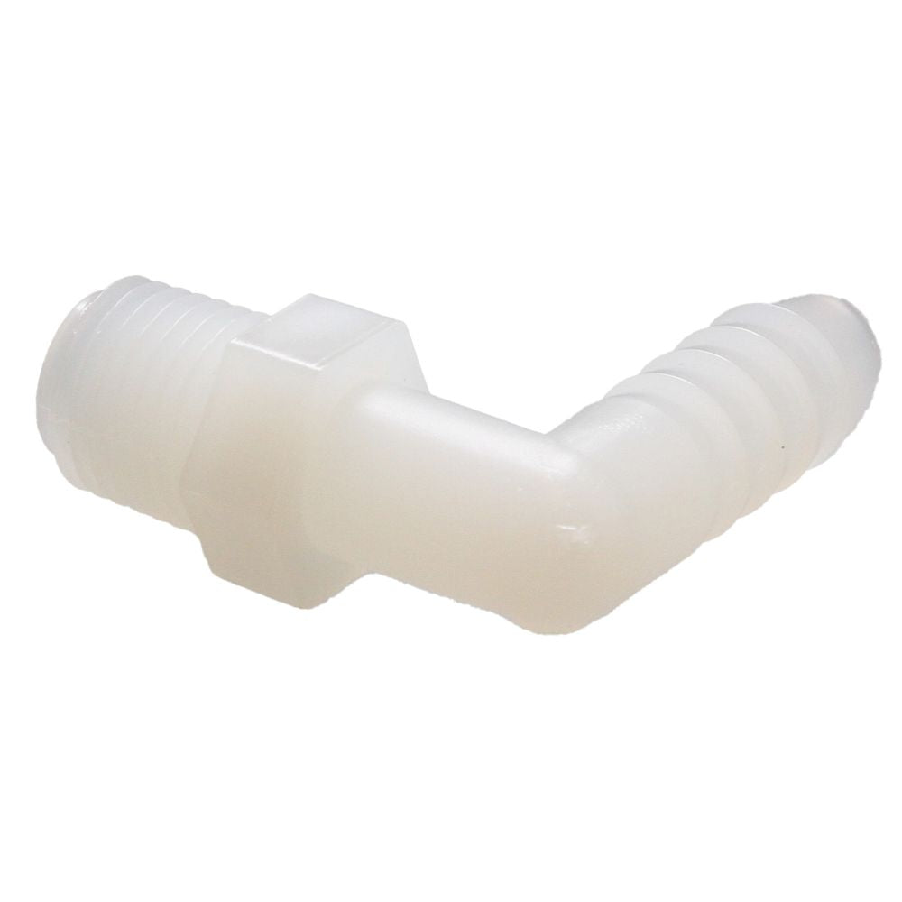 Male Elbow Barb x Male NPT - 1/4" HB x 1/4" MNPT - Natural Nylon