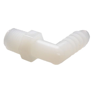 Male Elbow Barb x Male NPT - 1/2" HB x 1/4" MNPT - Natural Nylon