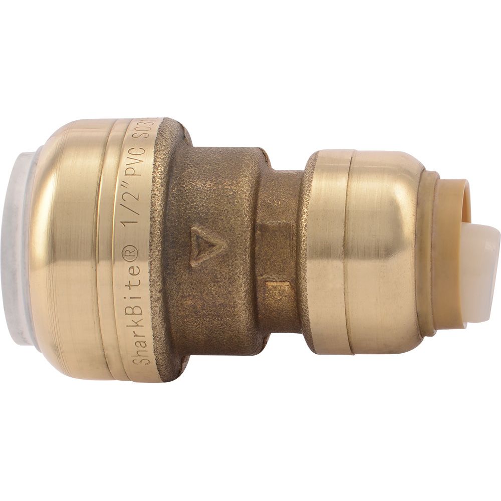 SharkBite® UIP4008 Push-to-Connect Brass PVC Transition Coupling - 1/2" PVC x 1/2" CTS