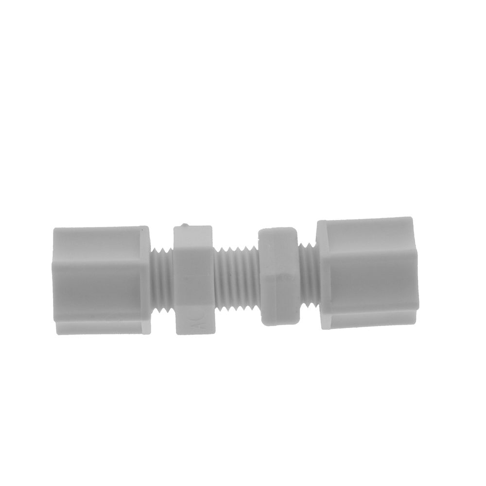 JACO 20-4-P-O Polypropylene Bulkhead Union 1/4 OD Tube x 1/4 OD Tube