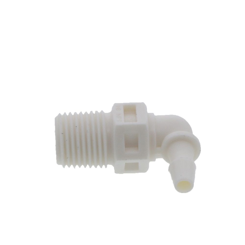 FitQuik Nylon Thread to Tube Elbow Fitting - 1/8 NPT to 1/8 Hose Barb