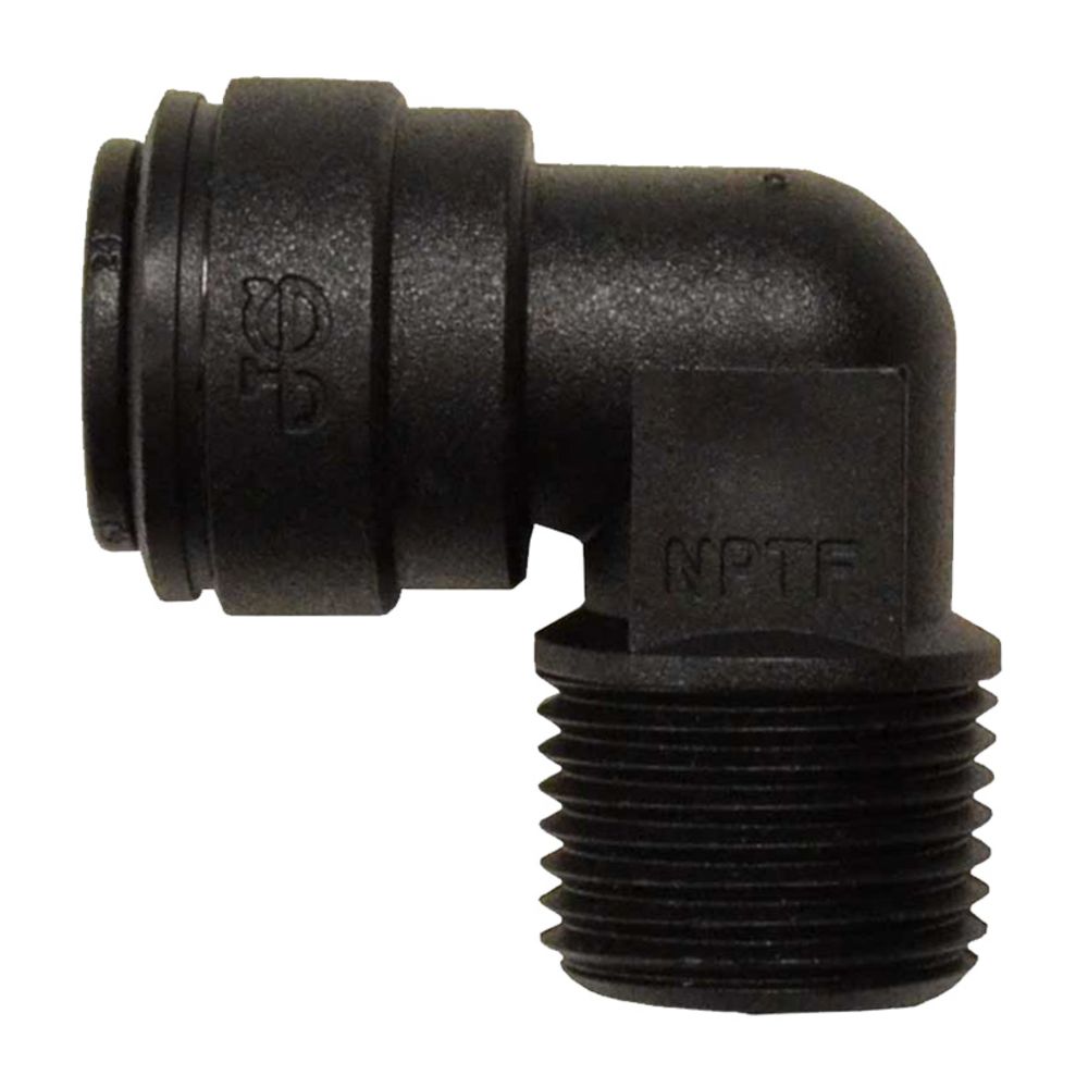 John Guest Fixed Elbow NPTF Black Polypropylene - 1/4 x 3/8 NPTF