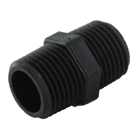 Nipple Hex - 3/8 x 3/8 MPT Black Polypropylene