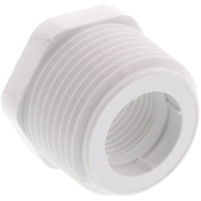 PVC Reducer Bushing - 1 MIPT x 1/2 FIPT, White