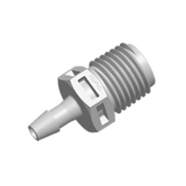 FitQuik Nylon Thread to Tube Straight Fitting - 1/4 NPT to 5/16 Hose Barb - White