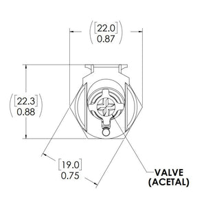 LinkTech 40CB Series Panel Mt. Female, Male Thread, Valved, 1/4" MNPT, Chrome Brass, Buna N