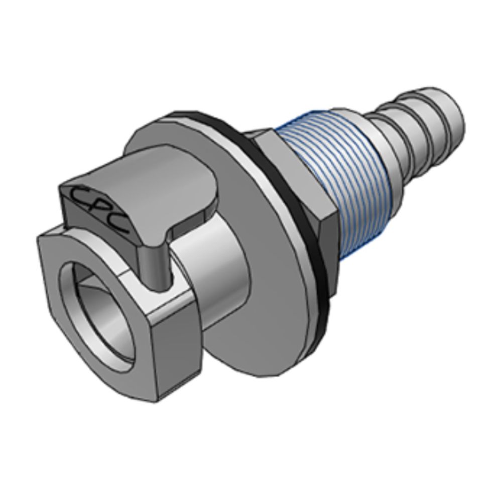 EFCD16612 Valved Panel Mount Hose Barb Coupling Body 3/8 ID Barb