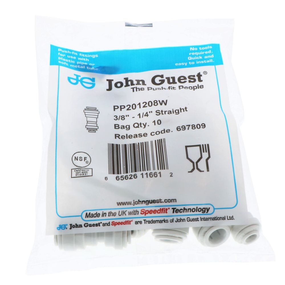 John Guest Reducing Union Polypro - 3/8 x 1/4