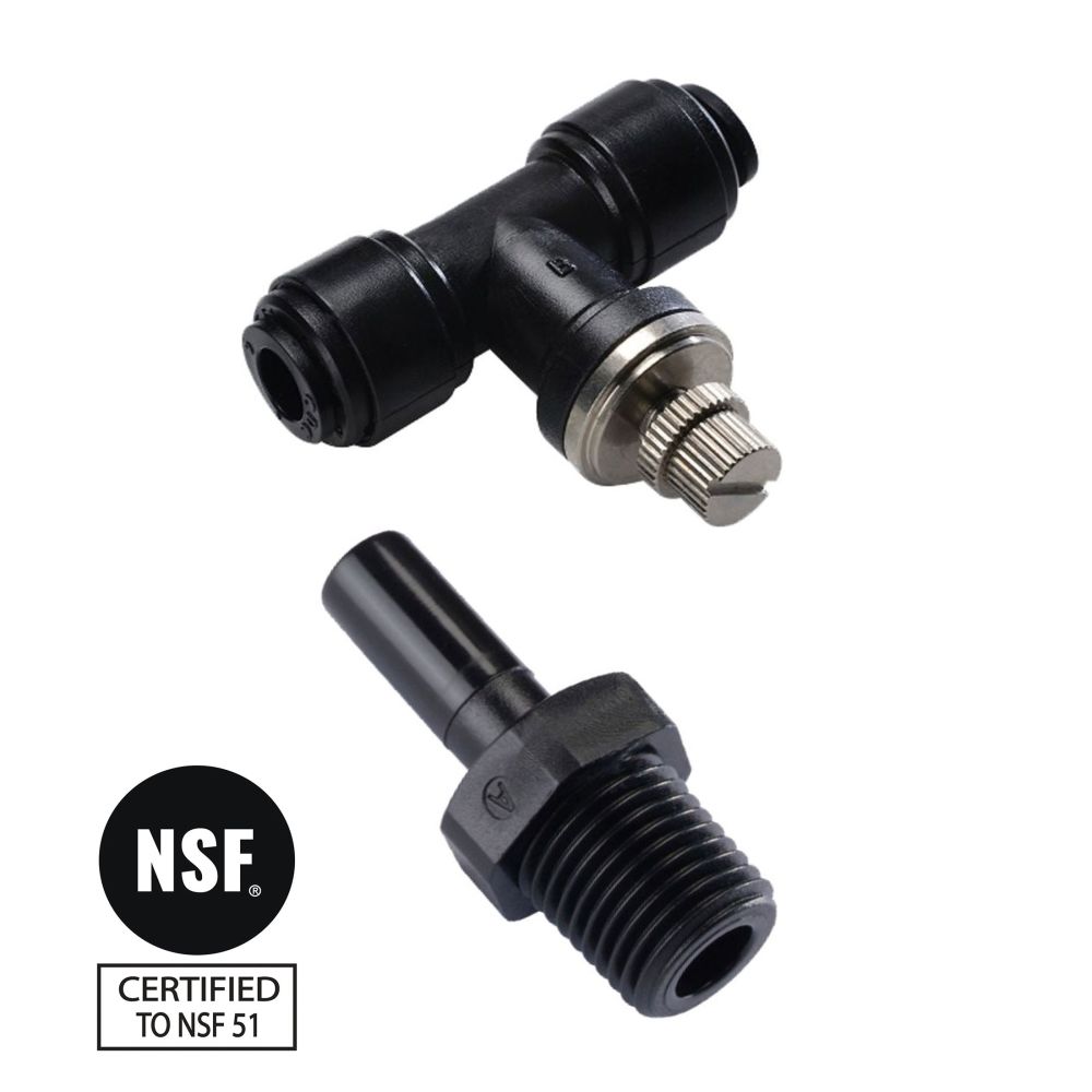 neoFit - Control Valve Union Connector Black Acetal Copolymer - Tube OD 3/8