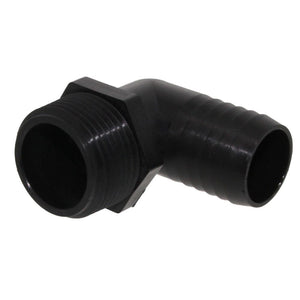 Male Elbow Barb x Male NPT - 3/4" HB x 1/2" MNPT - Black Polypropylene