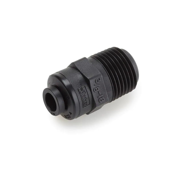 Black Kynar PVDF Male Connector - 3/8 x 1/8 NPTF