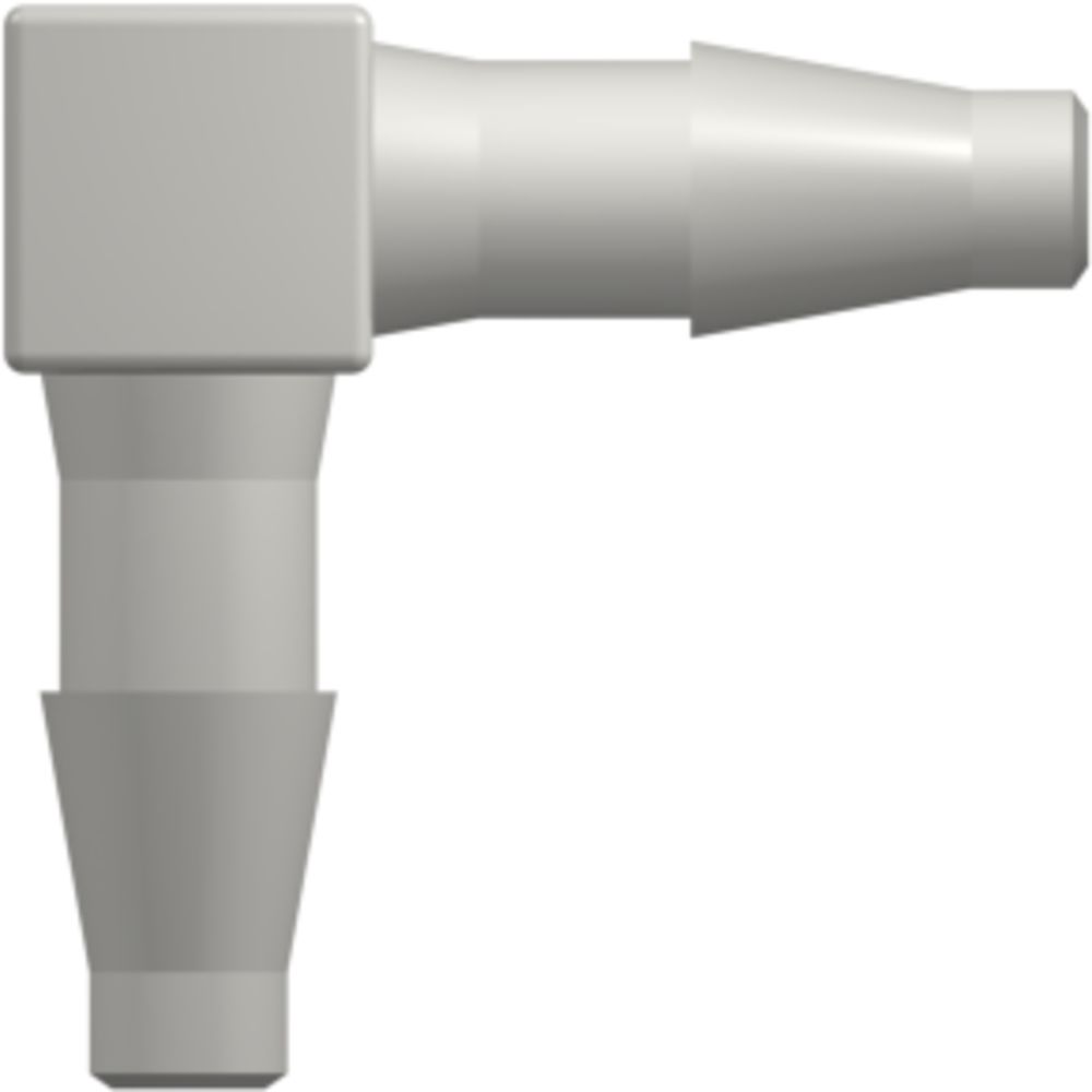 LinkTech Elbow Tube Fitting with Classic Series Barbs, 3/16" [4.8 mm] ID Tubing, White Nylon