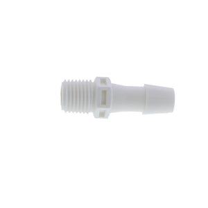 FitQuik Nylon Thread to Tube Straight Fitting - 1/4 NPT to 3/8 Hose Barb - White