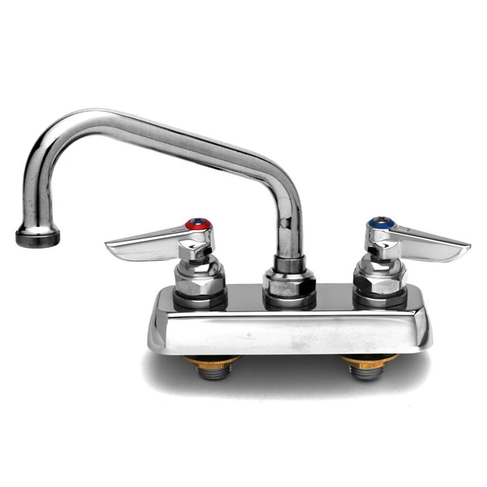 T&S Brass B-1111 Deck Mounted Workboard Faucet with 4" Centers, 8" Swing Nozzel
