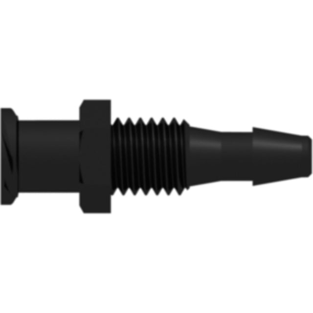 LinkTech Female Luer Thread Style Panel Mount 1/4-28 UNF to 200 Series Barb, 1/8" [3.2 mm] ID Tubing, Black