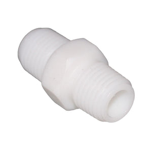 Hex Pipe Nipple 1/4" MNPT Polypro White
