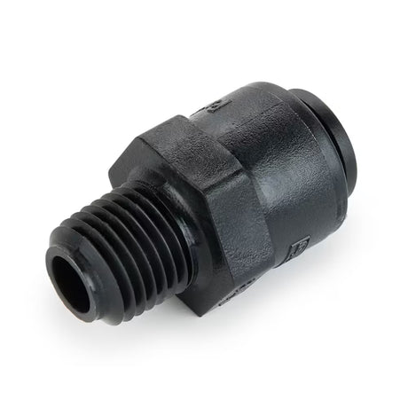 Black Kynar PVDF Male Connector - 3/8 x 1/4 NPTF