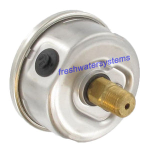 NOSHOK Center Mount 2.5" Water Pressure Gauge 0-100 PSI, SS, 1/4" NPT