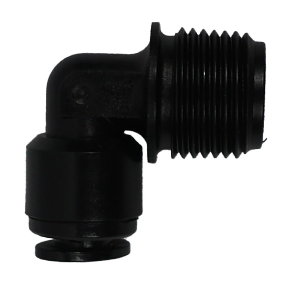 BLACK - Male Elbow Acetal  1/4 qc x 3/8 MNPT
