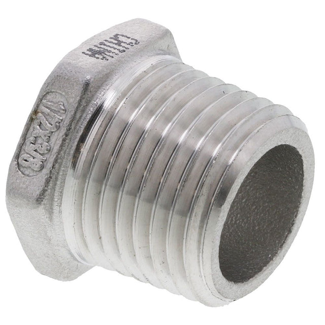 Lead Free Stainless Steel Hex Bushing - 1/2 MPT x 3/8 FPT