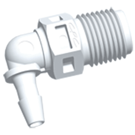 FitQuik Nylon Thread to Tube Elbow Fitting - 1/8 NPT to 1/8 Hose Barb
