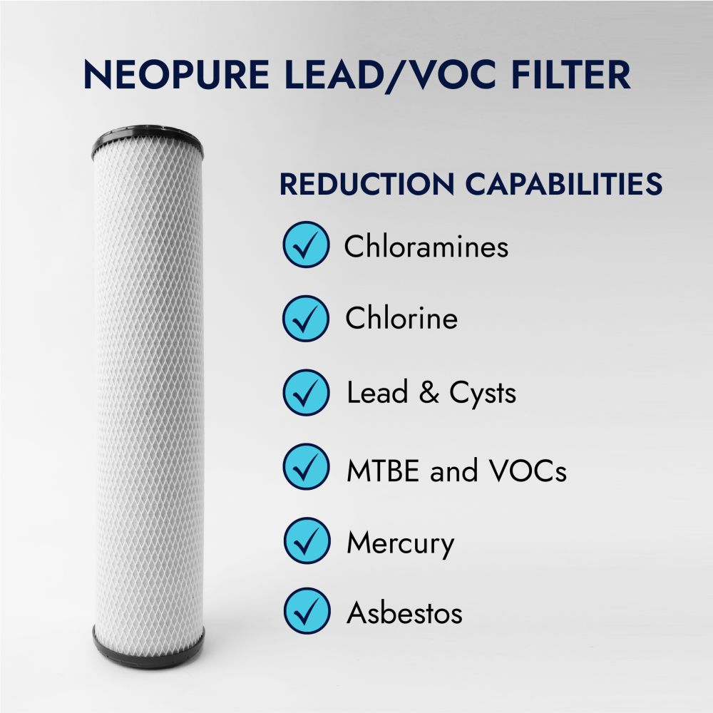 Neo-Pure CTOX-4520 20" x 4-1/2" Chloramine/VOC/LEAD Carbon Block Filter 0.5 Micron