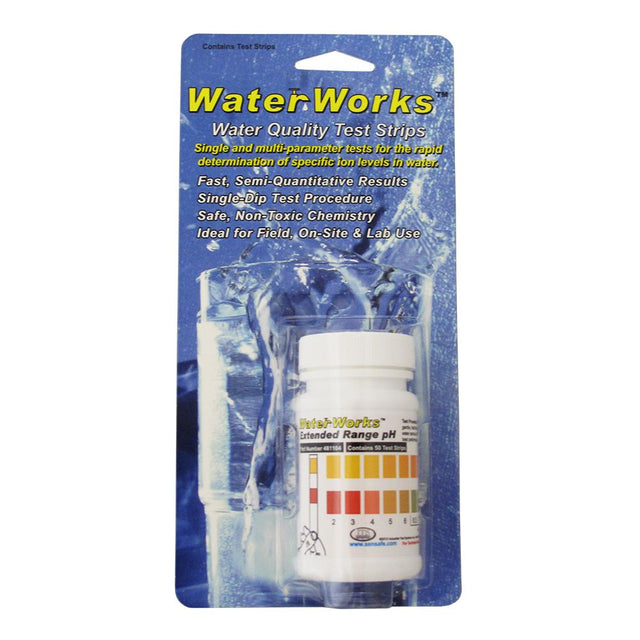 WaterWorks Extended Range pH Check Test Strips 50 per Bottle