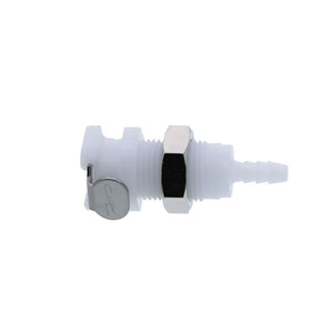 PMCD1602 Valved Panel Mount Hose Barb Coupling Body 1/8 ID Barb