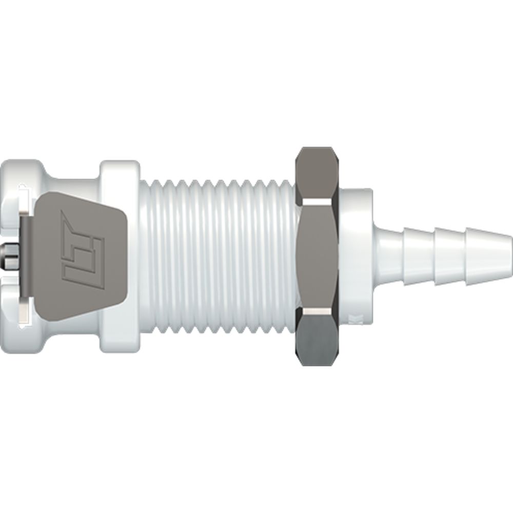LinkTech 20AC Series Panel Mt. Female, Valved, 1/8" HB, Natural Acetal, Buna N