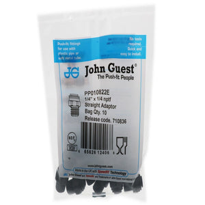 John Guest Male Connector NPTF Black Polypropylene  - 1/4 x 1/4 NPTF