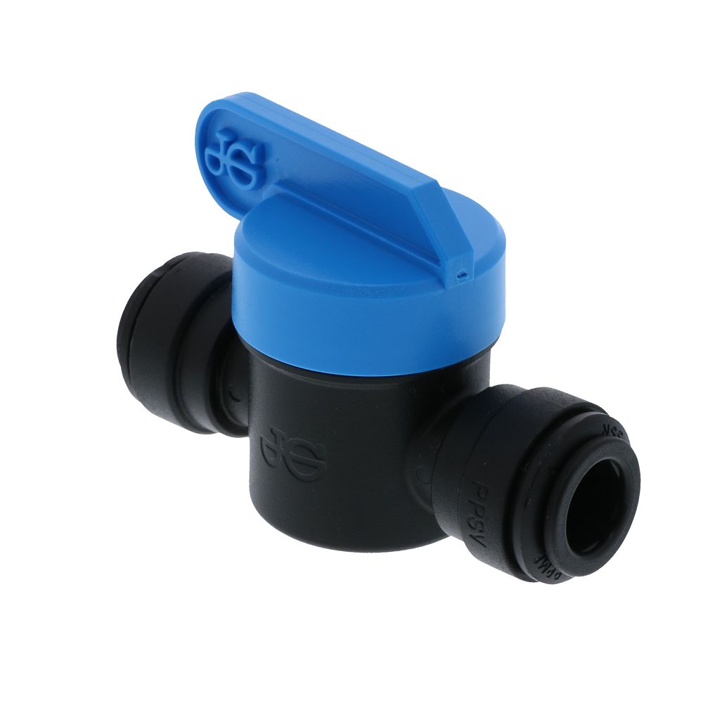 John Guest Shut-Off Valve Black Polypropylene - 3/8 Tube x 3/8 Tube