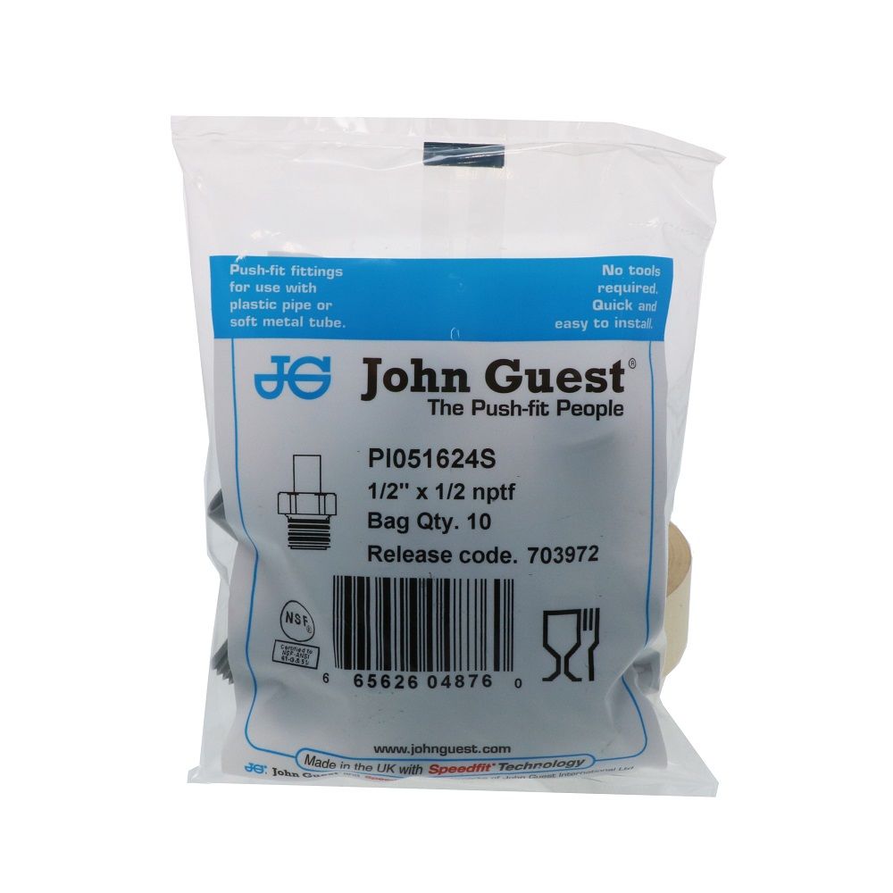 John Guest Stem Adapter NPTF - 1/2 x 1/2  NPTF