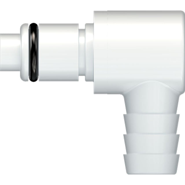 LinkTech 40AC Series Elbow Male, Valved, 3/8" HB, Natural Acetal, Buna N