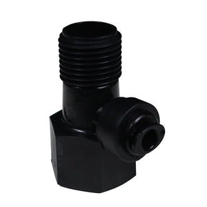 NeoFit - Black Feed Water Connector Acetal 1/4 OD x 1/2 qc x 1/3