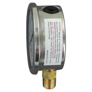 Water Pressure Gauge 160 PSI, 1/4" MPT, 2.5" Plastic Dial, Lower Mount, SS Case
