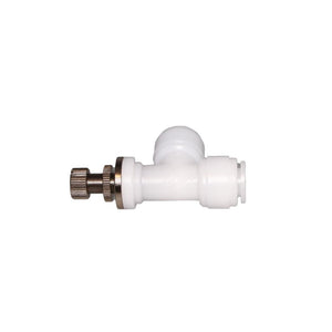NeoFit - Acetal Natural White Flow Control Elbow Union 1/4" tube