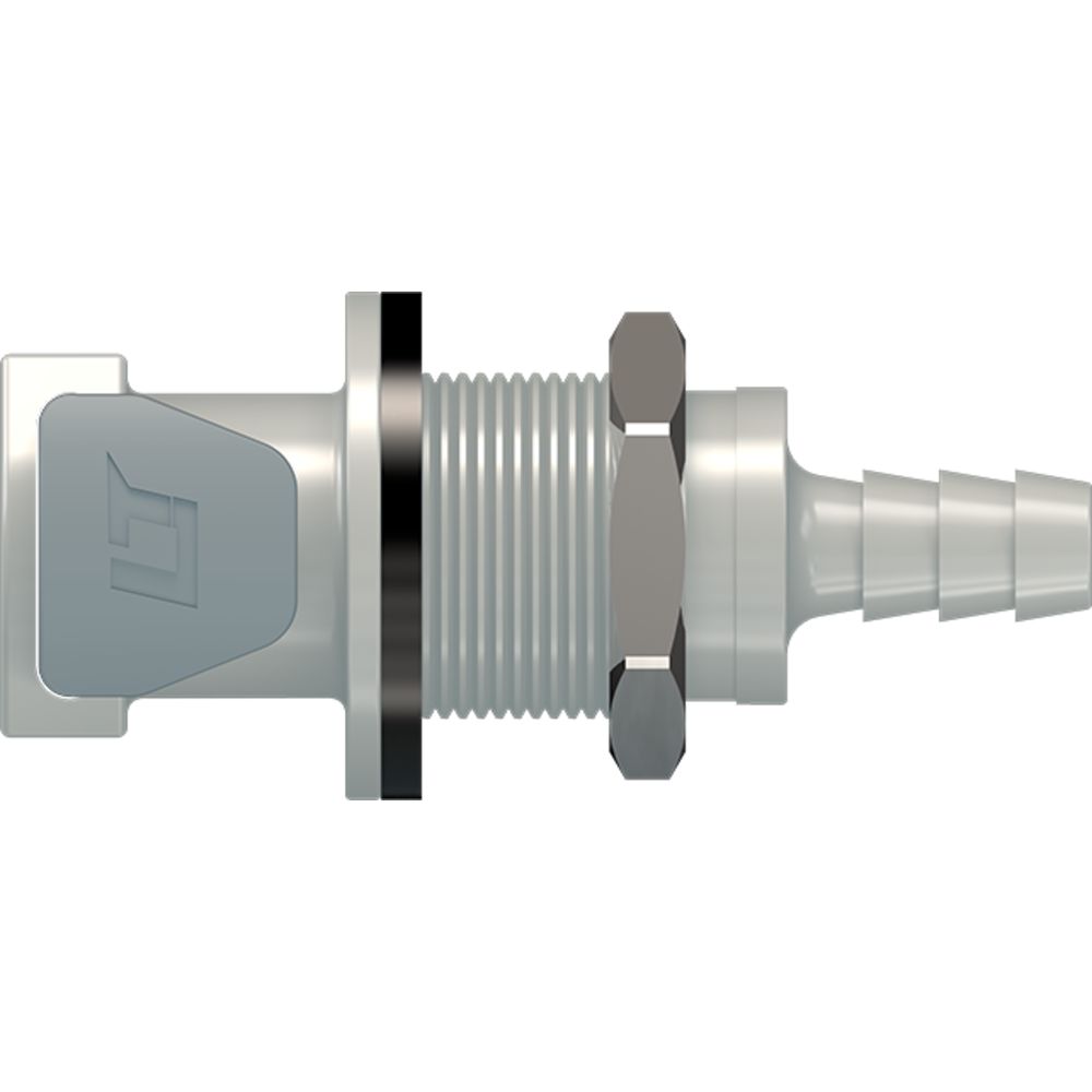 LinkTech 50PP Series Panel Mt. Female, Valved, 1/4" HB, Polypropylene, EPDM