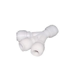 NeoFit Acetal Natural White Three Way Divider 1/2" tube x 3/8" tube