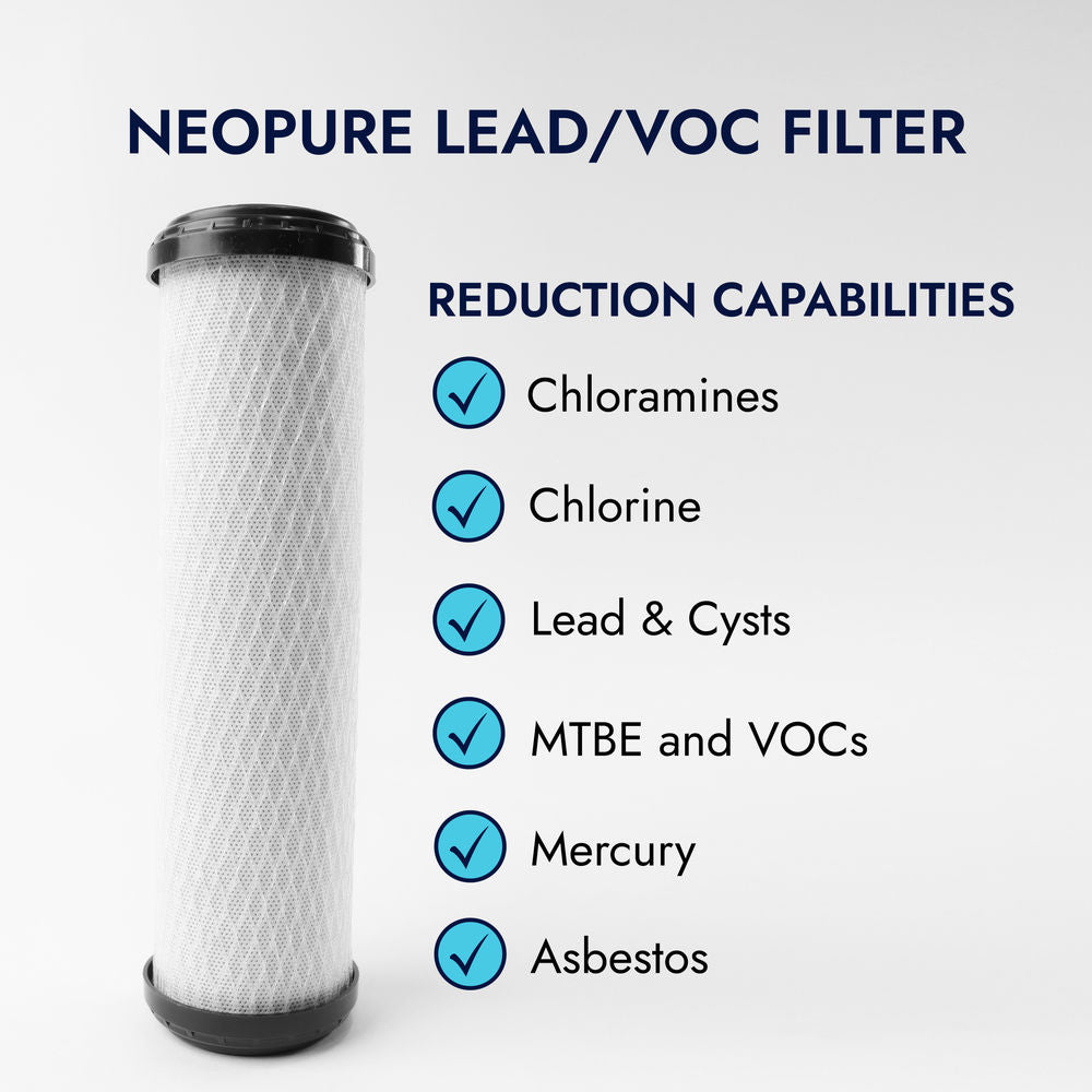 Neo-Pure CTOX-2510 9-7/8" x 2-1/2" Chloramine/VOC/LEAD Carbon Block Filter 0.5 micron