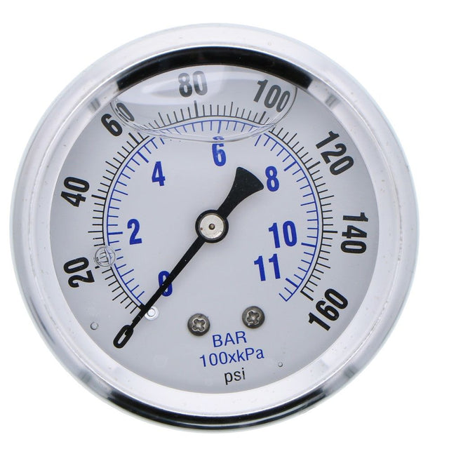 NOSHOK Bottom Mount 2.5" Pressure Gauge 0-160 PSI, SS, 1/4" NPT