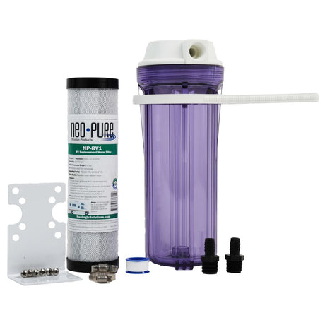 RV Water Filter Kit for RV1 1/2" Clear/White Housing w/ 1/2" CTS Connections
