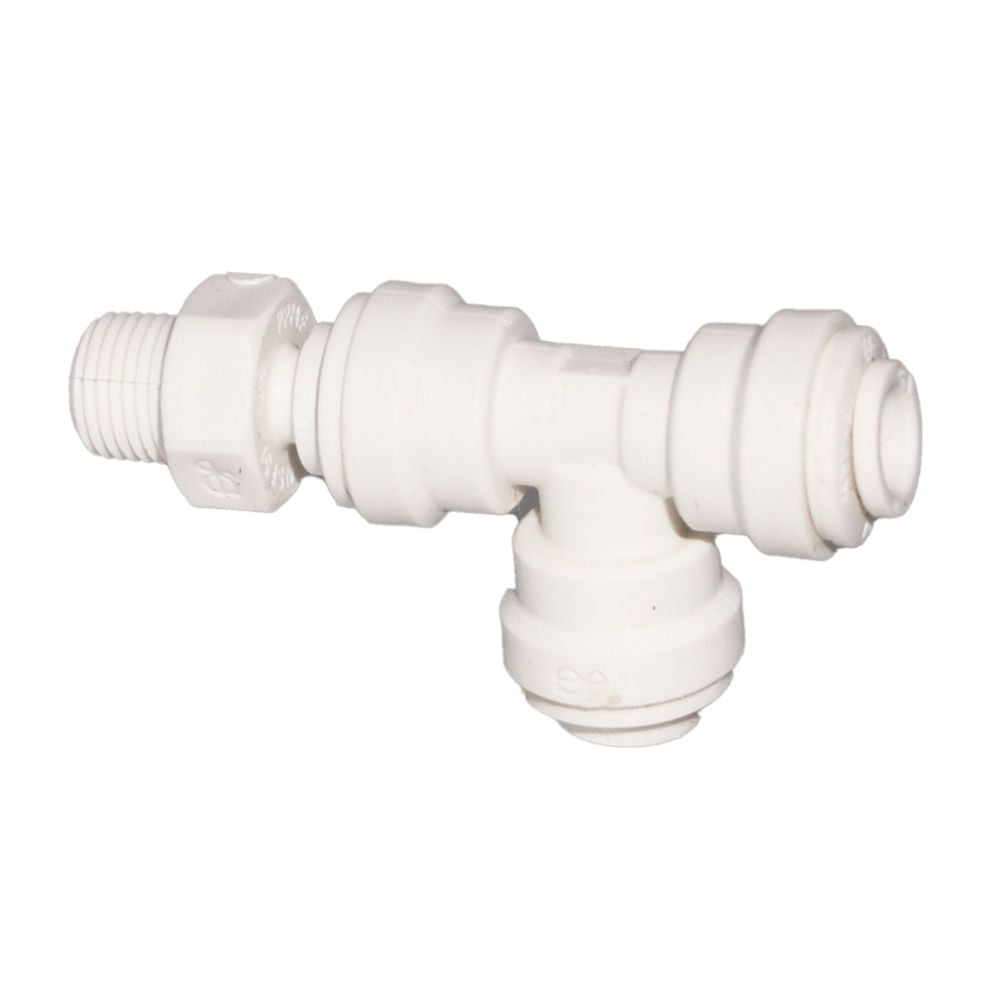 John Guest Polypropylene Swivel Male Run Tee - 1/4 x 1/4 NPTF