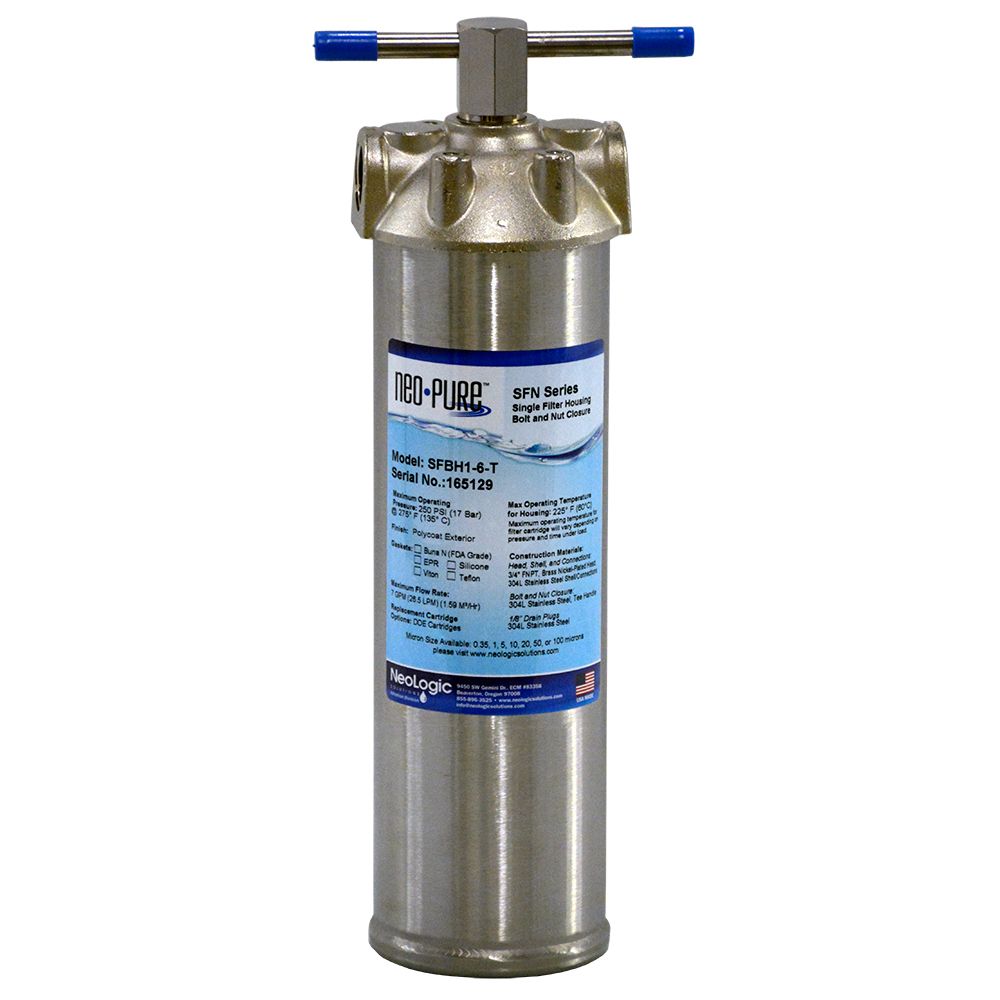 Neo-Pure SFBH1B-304-6FT T-Handle Single Filter Housing with Bolt and Nut Closure - 3/4" FPT