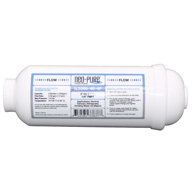 Neo-Pure Inline 2x6 5mic Postfilter GAC CTO 1/4" FNPT
