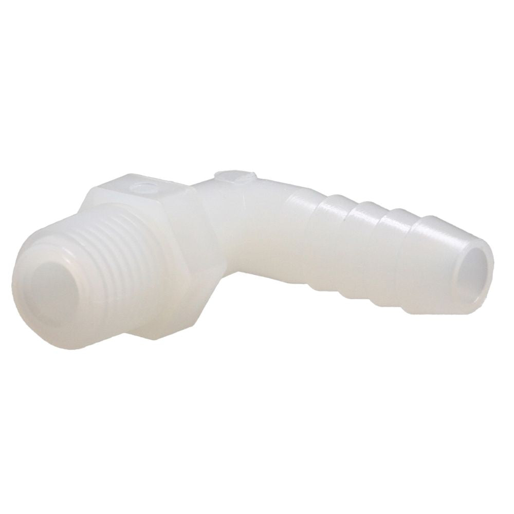 Male Elbow Barb x Male NPT - 1/2" HB x 1/2" MNPT - Natural Nylon