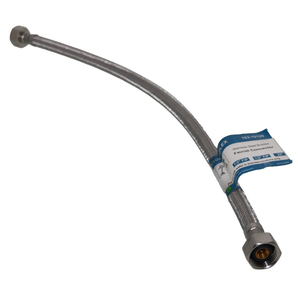 Braided Stainless Steel Water Supply 1/2 FIP x 1/2 FIP x 20"