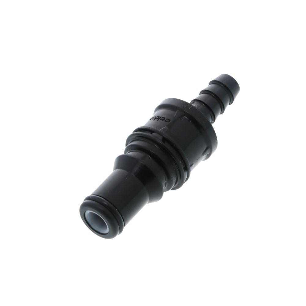 BACD22004MBLK Valved In-Line Hose Barb Coupling Insert Molded Black 1/4 ID Barb