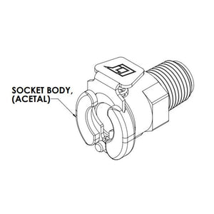 LinkTech 20AC Male Thread Socket, Valved, 1/8" BSPT